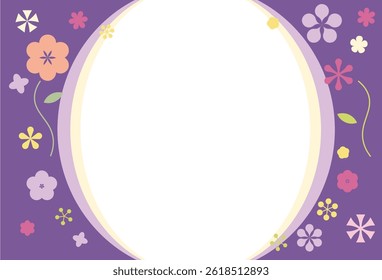 Pastel Floral Frame with Purple Background
