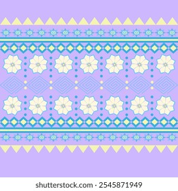 Pastel Floral Geometric Pattern 
,This title emphasizes the soft and colorful nature of the design, highlighting its geometric and floral motifs. 