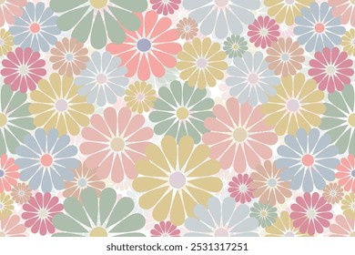 Pastel Floral Mosaic: Retro-Inspired Daisy Pattern