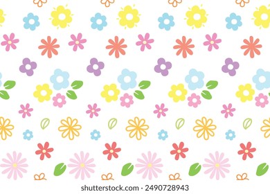 Pastel Floral Pattern. Warm and charming pattern featuring pastel-colored flowers. Seamless design brings sweetness and cuteness, perfect for backgrounds, fabrics, or carpets. Vector flower.