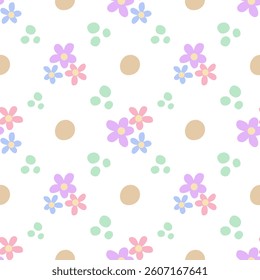 Pastel floral seamless pattern background in doodle style