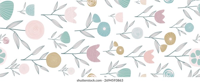 Pastel Floral Seamless Pattern Background Design