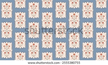 Pastel floral seamless pattern design with blue background vector