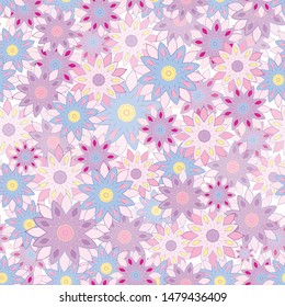 Pastel Floral Seamless Pattern With Geometric Flowers