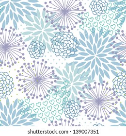Pastel floral seamless pattern in light blue and purple color