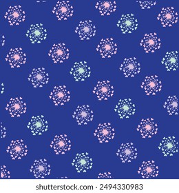 Pastel Floral Seamless Pattern on Blue Vector
