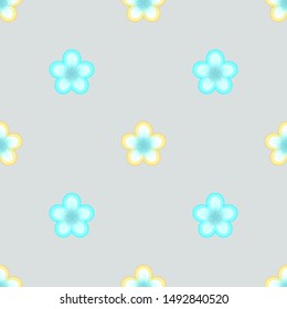 Pastel floral seamless pattern. Repeat geometric botanical pattern with staggered flowers. Chess grid order. Vector illustration.