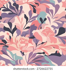 Patrón floral pastel sin fisuras con flores Abstractas suaves. Fondo inconsútil de la flor pastel elegante para el Fondo de pantalla. Diseño de fondo inconsútil floral pastel de primavera. Patrón floral Abstractas de lujo.