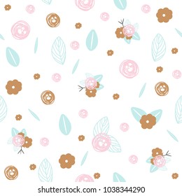 Pastel floral seamless pattern. Vector hand drawn illustration.