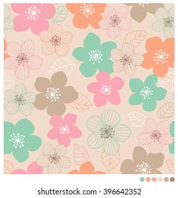 Pastel floral seamless vector pattern