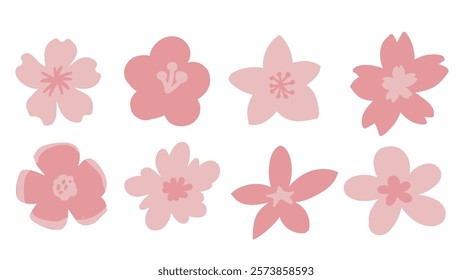 Pastel floral set 4: A collection of hand-drawn sakura in soft pink pastel tones, inspired by Japanese flowers and culture. Perfect for decorating cards, posters, and more in a soft and lovely style.