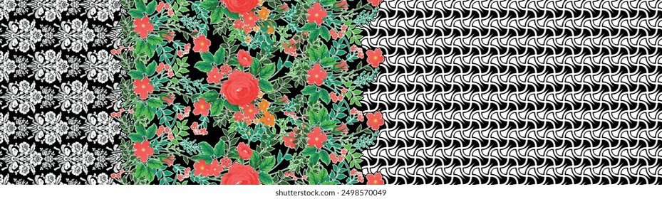 Pastel Floral striped seamless pattern design for fashion textiles and graphics