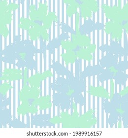 Pastel Floral tropical botanical seamless pattern with striped background for fashion textiles and graphics