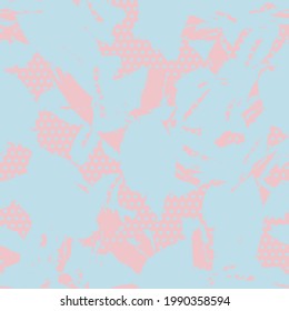 Pastel Floral tropical botanical seamless pattern dotted background for fashion textiles and graphics
