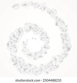 Pastel Floral Vector Light Background. Gray Flying Peach Template. Fall Cherry Frame. Snowy Sakura Beauty Banner.
