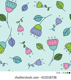 Pastel floral vector pattern background