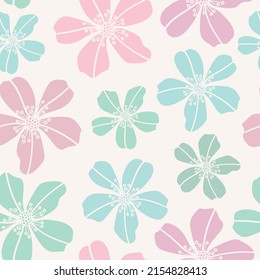 Pastel floral vector pattern, vintage repeating print
