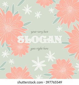 Pastel floral vector poster template
