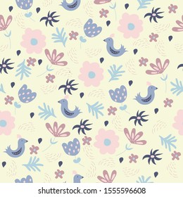 Pastel Floral Vector Seamless Pattern