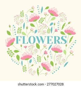 Pastel flower circle infographics template concept. Icons for your product or design, web and mobile applications. Vector flat with long shadow illustration background