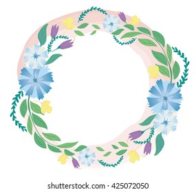 pastel flower crown and space background vector