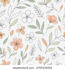 Pastell Blume und Blätter nahtloses Muster