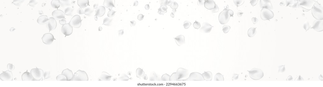 Fondo Panorámico De La Luz Del Vector De Flor Pastel. Textura floral blanca voladora. Diseño De Rosas Blur. Pancarta de la mosca Gris Petal.