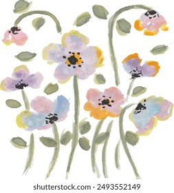 Pastel flower watercolor arrangement design