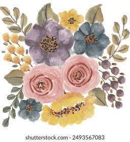 Pastel flower watercolor arrangement design