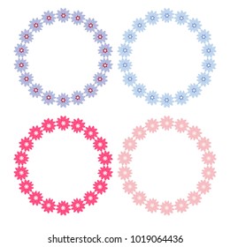 Pastel Flower Wreaths Frame Vector.Romantic Illustration in Vintage Style.Valentine's Day and Wedding invitation cards.Backdrop Decoration.