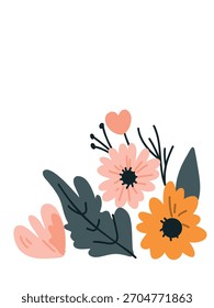 Flores pastel Ilustración vectorial plana decorativa arte suave