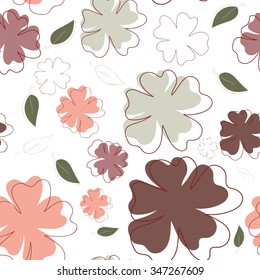 Pastel flowers and leaves, seamless pattern for decorations