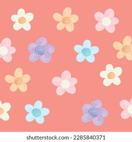 pastel flowers pattern pink background