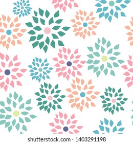 Pastel flowers, in a repeated pattern, that can be used for web, as a background, or in surface design
