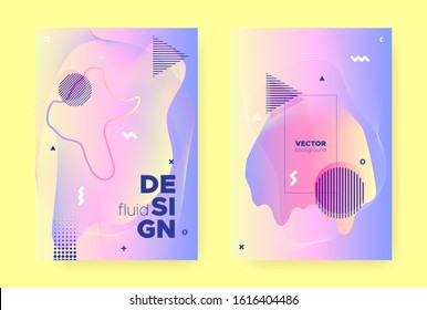 Pastel Fluid Banner. Colorful Hologram Gradient. Pastel Memphis Illustration. Liquid Shapes. Fluid Pattern. Rainbow Holographic Gradient. Memphis Elements. Wave Shapes. Pastel Fluid Cover.