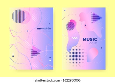 Pastel Fluid Banner. Rainbow Hologram Gradient. Pastel Memphis Elements. Flow Shapes. Fluid Poster. Colorful Hologram Background. Memphis Illustration. Liquid Shapes. Pastel Fluid Cover.