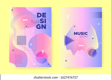 Pastel Fluid Brochure. Rainbow Hologram Gradient. Pastel Memphis Elements. Wave Shapes. Fluid Poster. Colorful Hologram Background. Memphis Illustration. Flow Shapes. Pastel Fluid Cover.