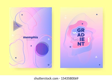 Pastel Fluid Brochure. Rainbow Holographic Gradient. Pastel Memphis Elements. Liquid Shapes. Fluid Poster. Colorful Hologram Gradient. Memphis Composition. Wave Shapes. Pastel Fluid Banner.