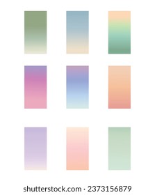 Pastel foliage color palette gradient background set. Trendy cover for banner, poster, flyer, brochure and presentation. Bright screen design for mobile apps. Vector illustration