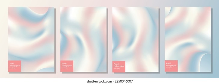 Pastel Fusion, Mesmerizing Holographic Covers with Mesh Gradient Accents, printable, for posters, covers, catalogs, magazines, etc.