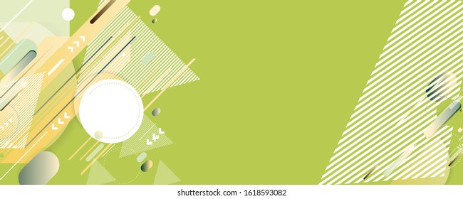 Pastel gentle muted background. Banner summer ecology pink, green and yellow lines and points minimal geometric