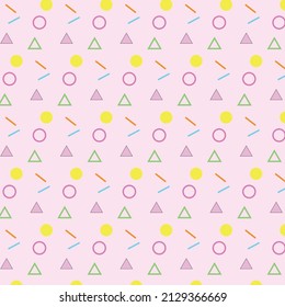 Pastel geomatics pattern lay on pink background