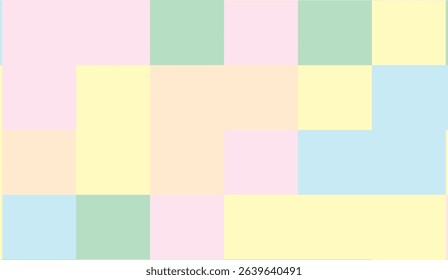 Pastel Geometric Block Pattern with Soft Colors and Square Shapes, Ideal for Backgrounds and Creative Design Projects in Baby Shower Invitations, Nursery Decor, or Spring Themes