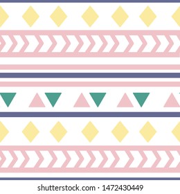 Pastel geometric elements in a seamless pattern design, that can be used on the web or in print, for surface design