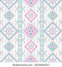 Pastel geometric ethnic tribal pattern. Designed for wallpaper, textile, silk print, pillow, cushion, decoration.