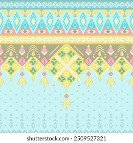 Pastel Geometric Harmony with Ethnic Motifs, Geometric Ethnic pattern,Native American tribal fabric, tile, carpet, vector, illustration design