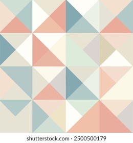 A pastel geometric pattern composed of triangles in soft shades of blue, pink, and beige.