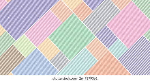 Pastel Geometric Pattern with Diagonal Stripes in a Colorful Abstract Layout. Ideal for Modern Design Projects Featuring Abstract, Pastel, Geometric, Colorful, Pattern.