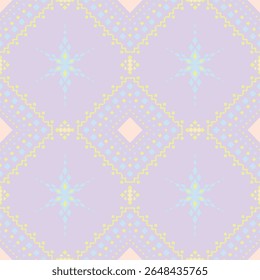 Pastel Geometric Pattern Lavender Fundo com luz azul amarelo e pêssego destaques sem emenda Design têxtil