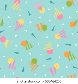Pastel geometric seamless pattern background in memphis style